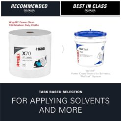 WypAll PowerClean X70 Medium Duty Cloths, Jumbo Roll (41600), Long Lasting Towels, White (870 Sheets/Roll, 1 Roll/Case, 870 Sheets/Case)