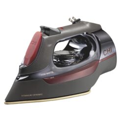 CHI Steam Iron for Clothes with 8’ Retractable Cord, 1700 Watts, 3-Way Auto Shutoff, 400+ Holes, Black/Chrome (13109)