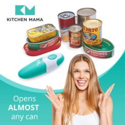 Kitchen Mama Auto Electric Can Opener – Automatic, Hands Free, Smooth Edge, Battery Operated (Teal)