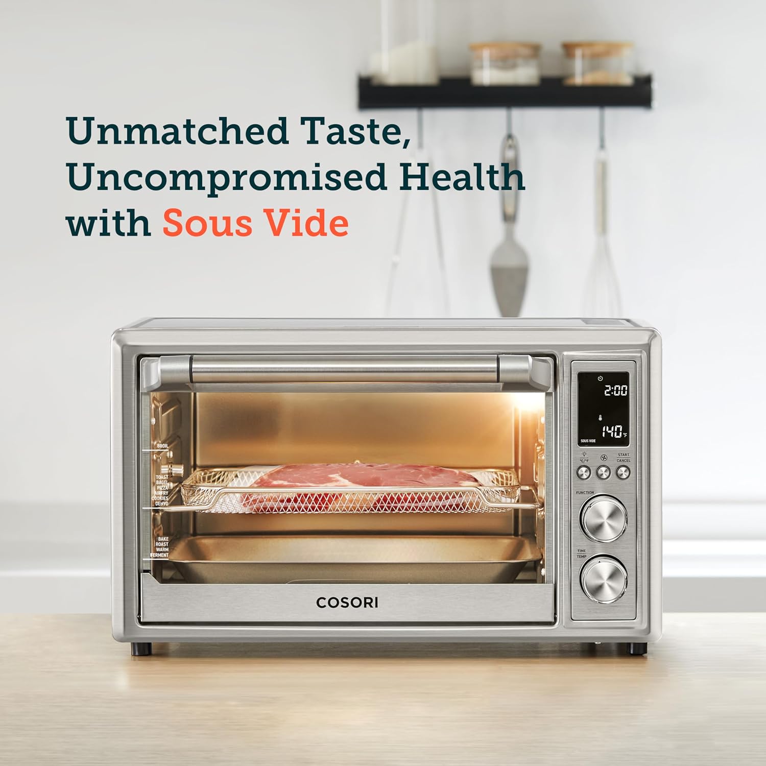 COSORI Air Fryer Toaster Oven Combo 13-in-1, 32Qt APP & Voice Control Convection Oven Countertop, Silver, Stainless Steel