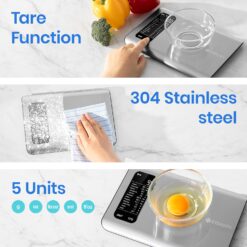 Etekcity Smart Food Kitchen Scale with Nutritional Calculator, Free App with 19 Nutrients Tracking, Calorie, Marco, 11lb