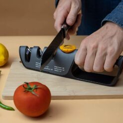RAZORSHARP Knife Sharpener With Adjustable Angle Guide, Diamond-Coated Ceramic Sharpening Stones