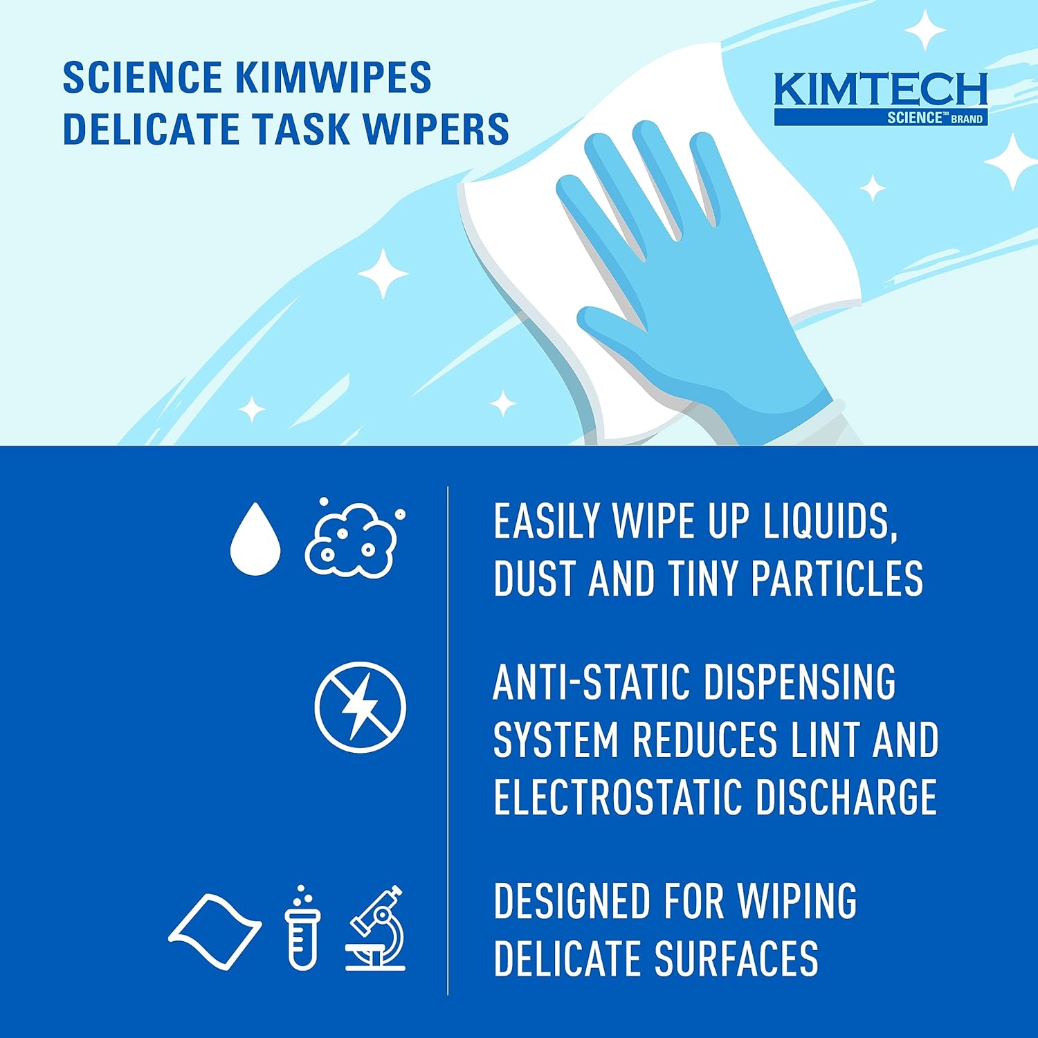 Kimtech 34133 Kimwipes Delicate Task Wipers, 1-Ply, 11 4/5 x 11 4/5, 198 Count (Pack of 15), White