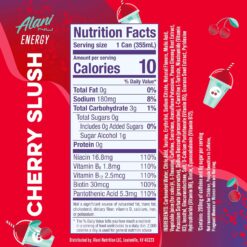 Alani Nu CHERRY SLUSH Sugar Free, Low Calorie Energy Drinks, Antioxidants, Biotin, B Vitamins, Zero Sugar, 12 Count