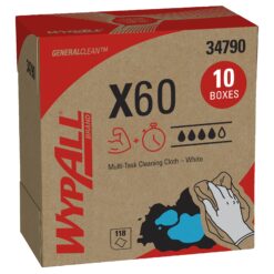 Wypall General Clean X60 Multi-Task Cleaning Cloths (34790), Pop-Up Box, White, 10 Boxes/Case, 126 Sheets/Box, 1,260 Sheets/Case