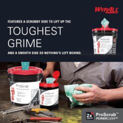 WypAll PowerClean ProScrub Heavy Duty Wet Towels (91371), Dual Action Cleaning, Large 9.5