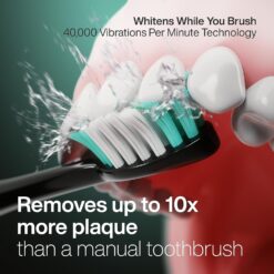Aquasonic Black Series Ultra Whitening Toothbrush – ADA Accepted Electric Toothbrush- 8 Brush Heads & Travel Case