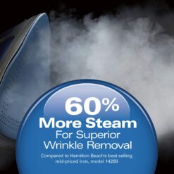 Hamilton Beach Steam Iron & Vertical Steamer for Clothes with Scratch-Resistant Durathon Soleplate, 1500 Watts, Blue