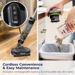 Bissell SpinWave + Vac Cordless, Hard Floor Spin Mop + Vacuum, Lay-Flat, Multi-Use Cleaning, Hard Floor Sanitize Formula Included