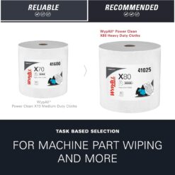 WypAll PowerClean X80 Heavy Duty Cloths, Jumbo Roll (41025), Extended Use Towels, White (475 Sheets/Roll, 1 Roll/Case, 475 Sheets/Case)