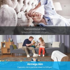 COWAY Air Purifier for Home Bedroom, 2-in-1 with Fan, True HEPA Filter for Smoke, Allergies, Pet Dander, Odor, Air Quality Monitor, White
