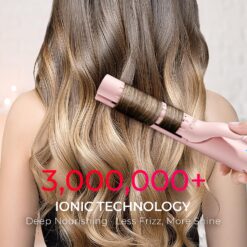 TYMO Airflow Curling Iron for Lasting Curls, Flat Iron Hair Straightener and Curler 2 in 1, Anti-Scald Ionic Curling Wand 1.25 Inch, Pink