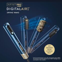 INFINITIPRO BY CONAIR DigitalAIRE Hair Dryer, Drying Wand, Straightener, Styler, All in One, Dark Blue