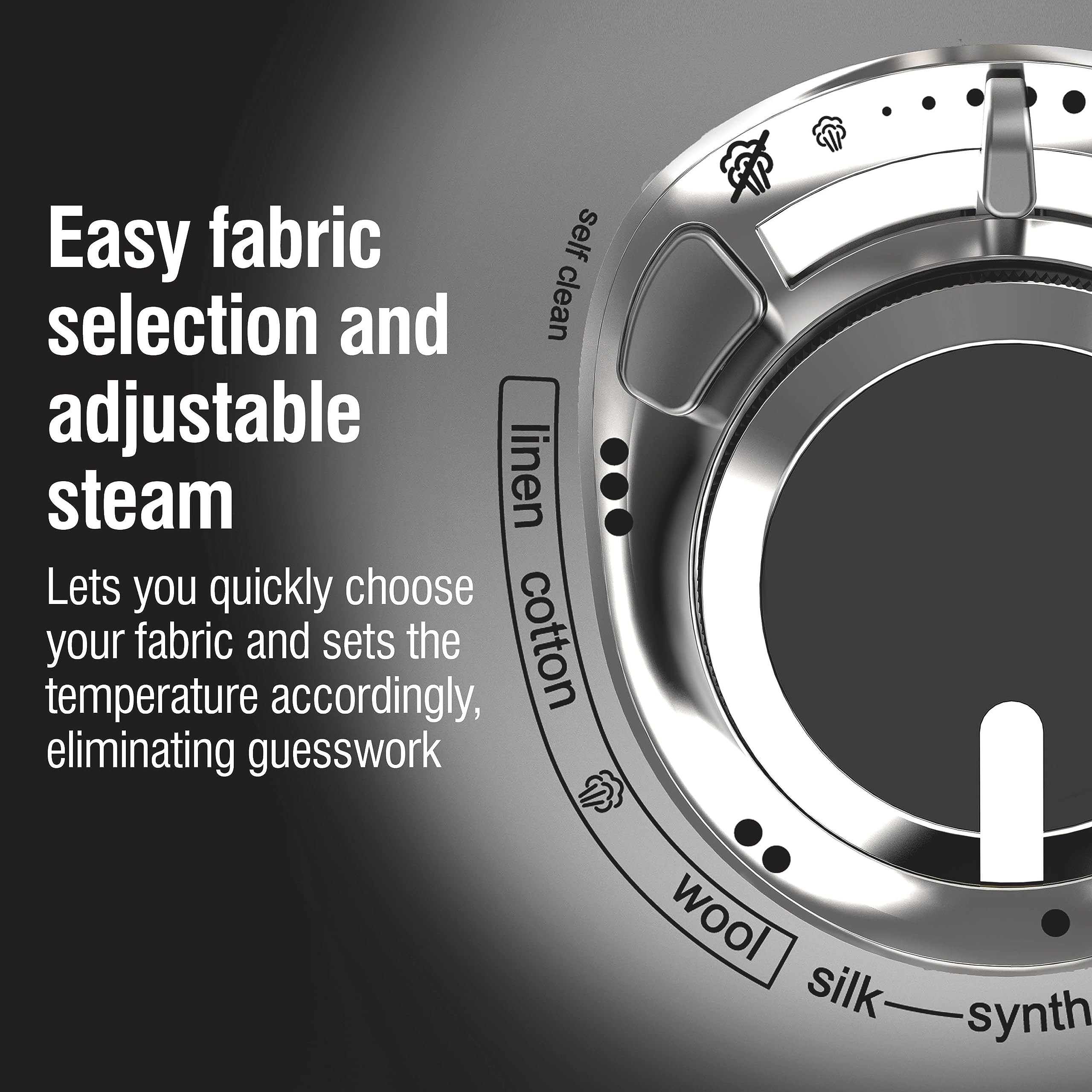 CHI Steam Iron for Clothes with 8’ Retractable Cord, 1700 Watts, 3-Way Auto Shutoff, 400+ Holes, Black/Chrome (13109)