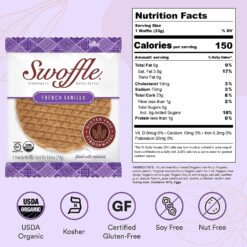 Gluten Free Organic Stroopwafels by Swoffle, Caramel Filled & French Vanilla, (12) Individually Wrapped Waffles, (6) of Each Flavor, 1.16oz Wafers