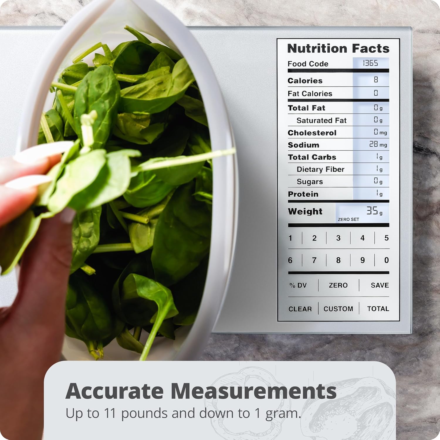 Nutrition Scale by Greater Goods with Food Grade Glass, Perfect for Calorie Counting, Meal Prep, and Weight Loss (Silver)