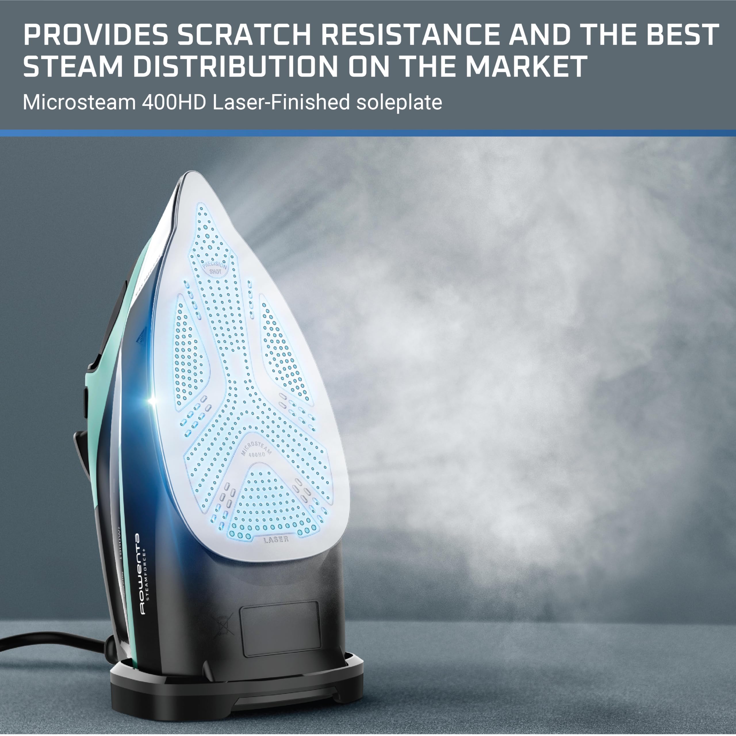 Rowenta Steam Force Stainless Steel Soleplate Steam Iron for Clothes 400 Microsteam Holes 1800 Watts Ironing, Fabric Steamer
