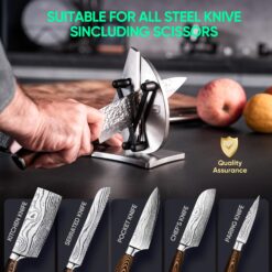 Grihot Professional Knife Sharpener, 3-Action Streamlined Sailboat Design for Effortless Knife Sharpening