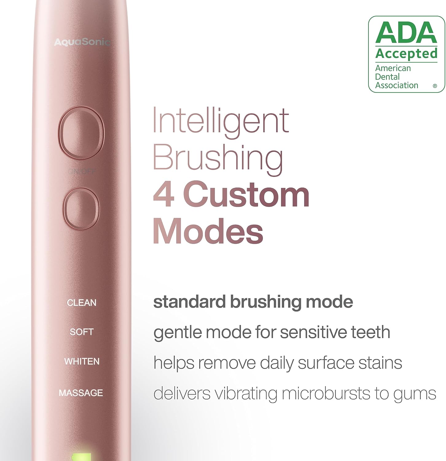 Aquasonic Vibe Series Ultra, Whitening Toothbrush, ADA Accepted Electric Toothbrush - 8 Brush Heads & Travel Case