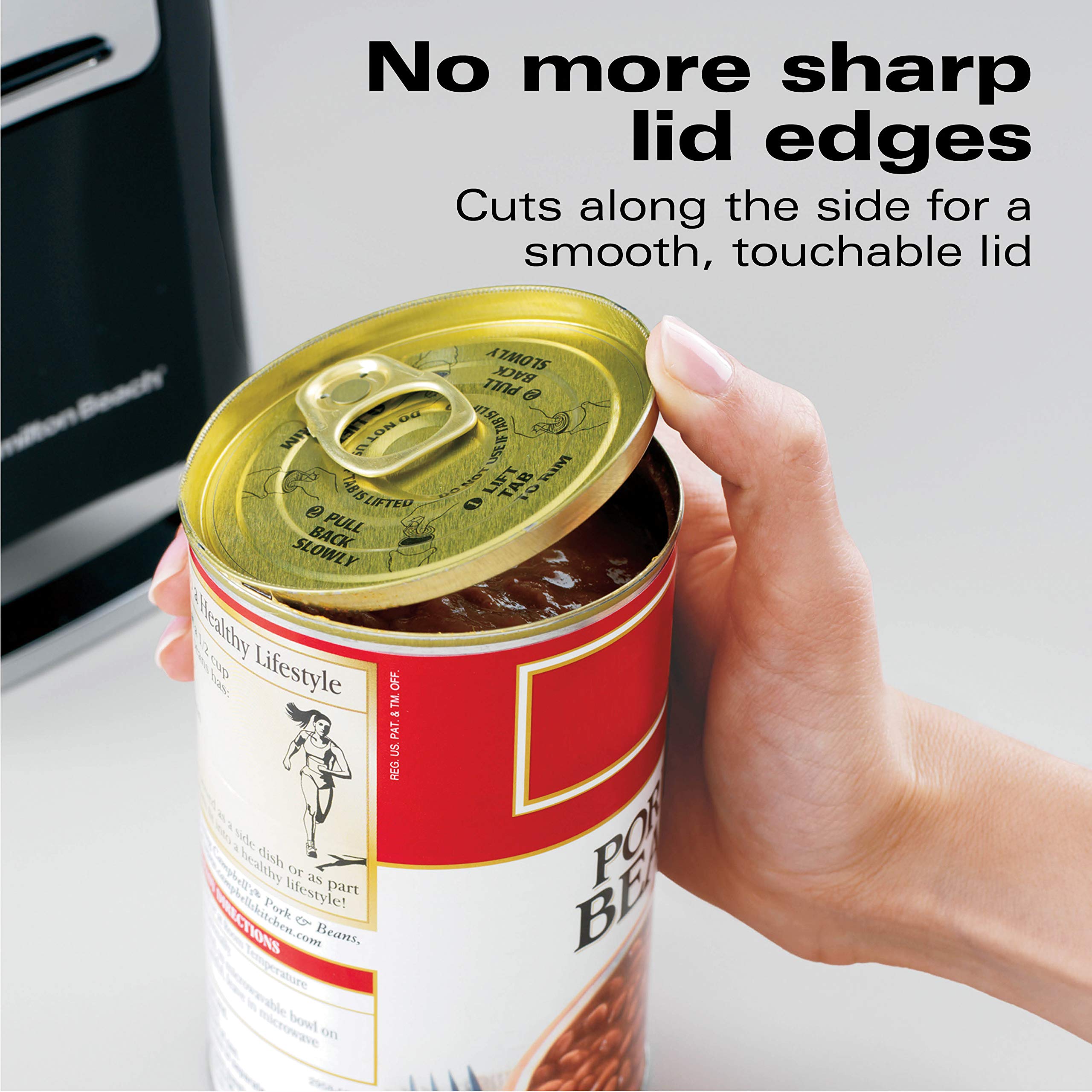 Hamilton Beach Smooth Touch Electric Automatic Can Opener with Easy Push Down Lever, Extra Tall, Black and Chrome (76606AG)