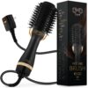 OMOteam Professional Blowout Hair Dryer Brush, Black Gold Dryer and Volumizer, Hot Air Brush for Women, 75MM Oval Shape (Black Gold)