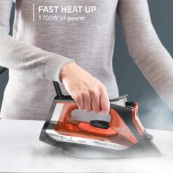 Rowenta Iron Steamer for Clothes, Stainless Steel Soleplate Steam Iron, Microsteam Holes, 1700 Watts, Black, DW2360