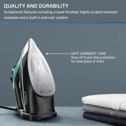 Rowenta Steam Force Stainless Steel Soleplate Steam Iron for Clothes 400 Microsteam Holes 1800 Watts Ironing, Fabric Steamer