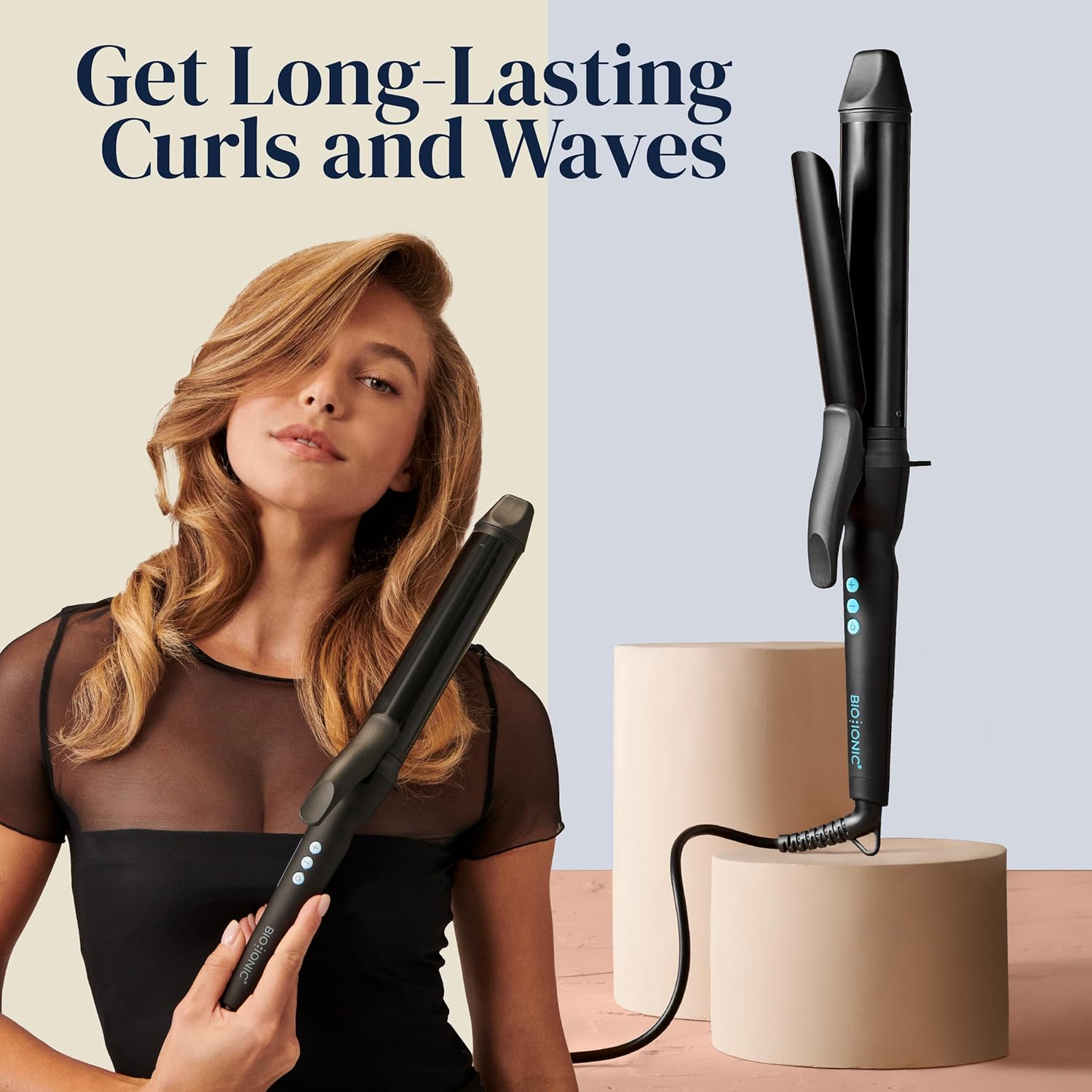 Bio Ionic Long Barrel Styler, Curling Iron with Moisture Heat Technology & NanoIonic MX, Hair Curler with 2" Extended Barrel