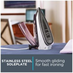 Rowenta Travel Iron, Pro Compact Stainless Steel Soleplate Hand Held Steamer Iron for Clothes, 200 Microsteam Holes, 1000 Watts Ironing
