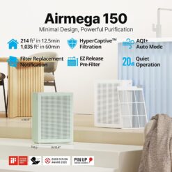 COWAY Air Purifiers for Home Bedroom up to 1,035ft² with Washable Filter, True HEPA Filter for Smoke, Pollen, Dander, White