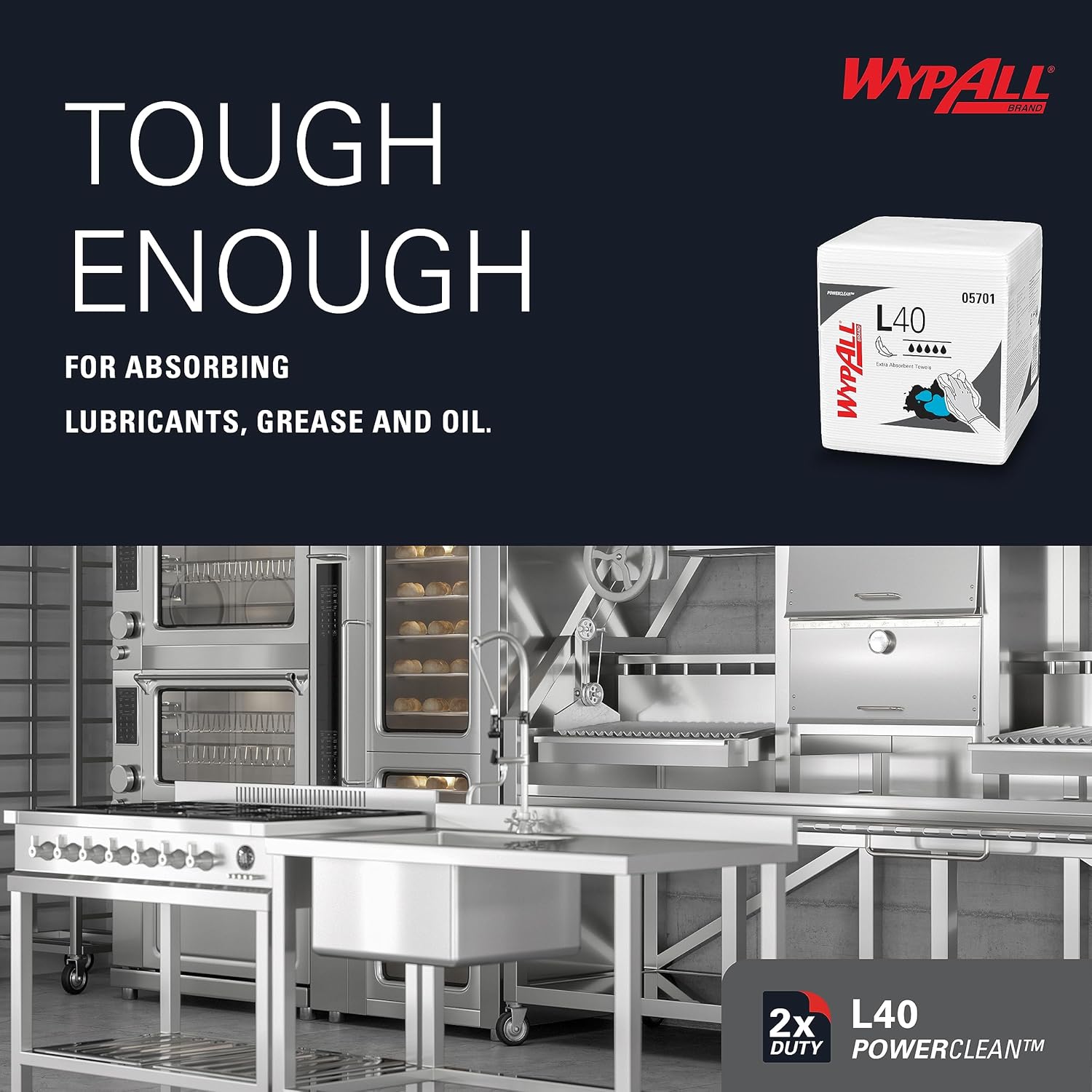 Wypall Power Clean L40 Extra Absorbent Towels (05701), Limited Use Towels, White, 18 Packs per Case, 56 Sheets per Pack, 1,008 Sheets Total