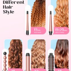 Wavytalk 5 in 1 Curling Iron,Curling Wand Set with Curling Brush and 4 Interchangeable Ceramic Curling Wand(0.5”-1.25”)