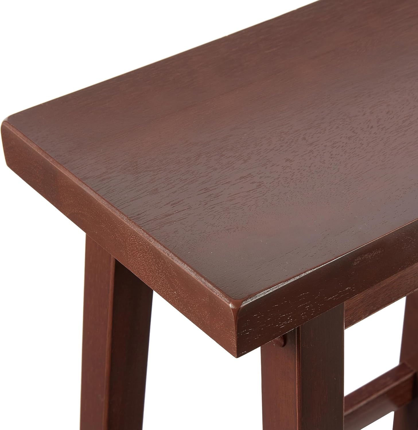 Amazon Basics Solid Wood Saddle-Seat Kitchen Counter-Height Stool, 24-Inch Height, Walnut Finish - Set of 2