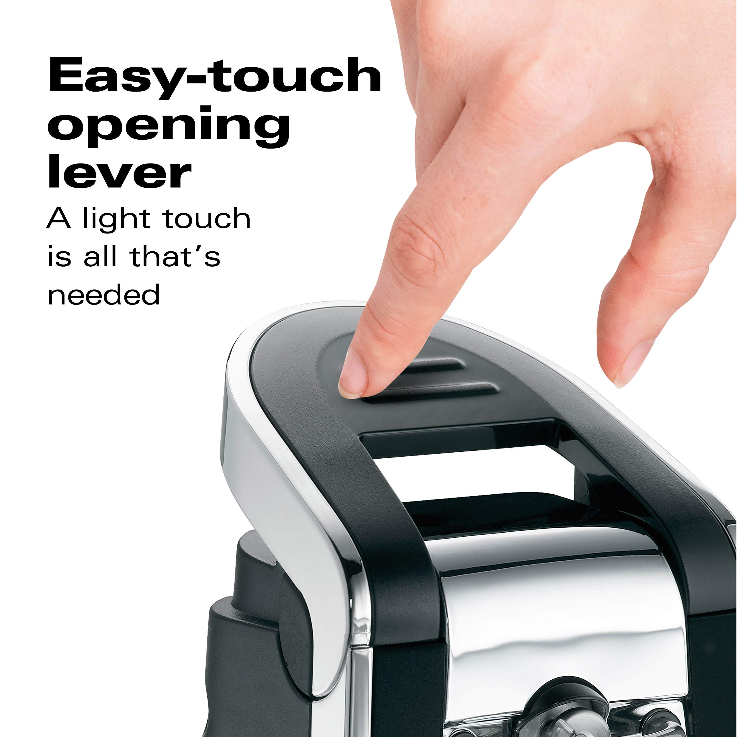 Hamilton Beach Smooth Touch Electric Automatic Can Opener with Easy Push Down Lever, Extra Tall, Black and Chrome (76606AG)