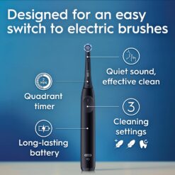 Oral-B iO Series 2 Rechargeable Electric Powered Toothbrush Starter Kit, Night Black with 2 Brush Heads