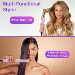 Asani 360° Airflow Styler - 2-in-1 Professional Curling Wand & Hair Straightener - Flat Iron Curler with Cooling Fan, Air Vents (White)