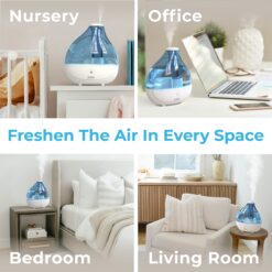 Pure Enrichment MistAire Ultrasonic Cool Mist Humidifier - Quiet Air Humidifier for Bedroom - Lasts Up To 25 Hours