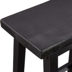 Amazon Basics Solid Wood Saddle-Seat Counter-Height Kitchen Island BarStool, 24-Inch Height, Black - Set of 2