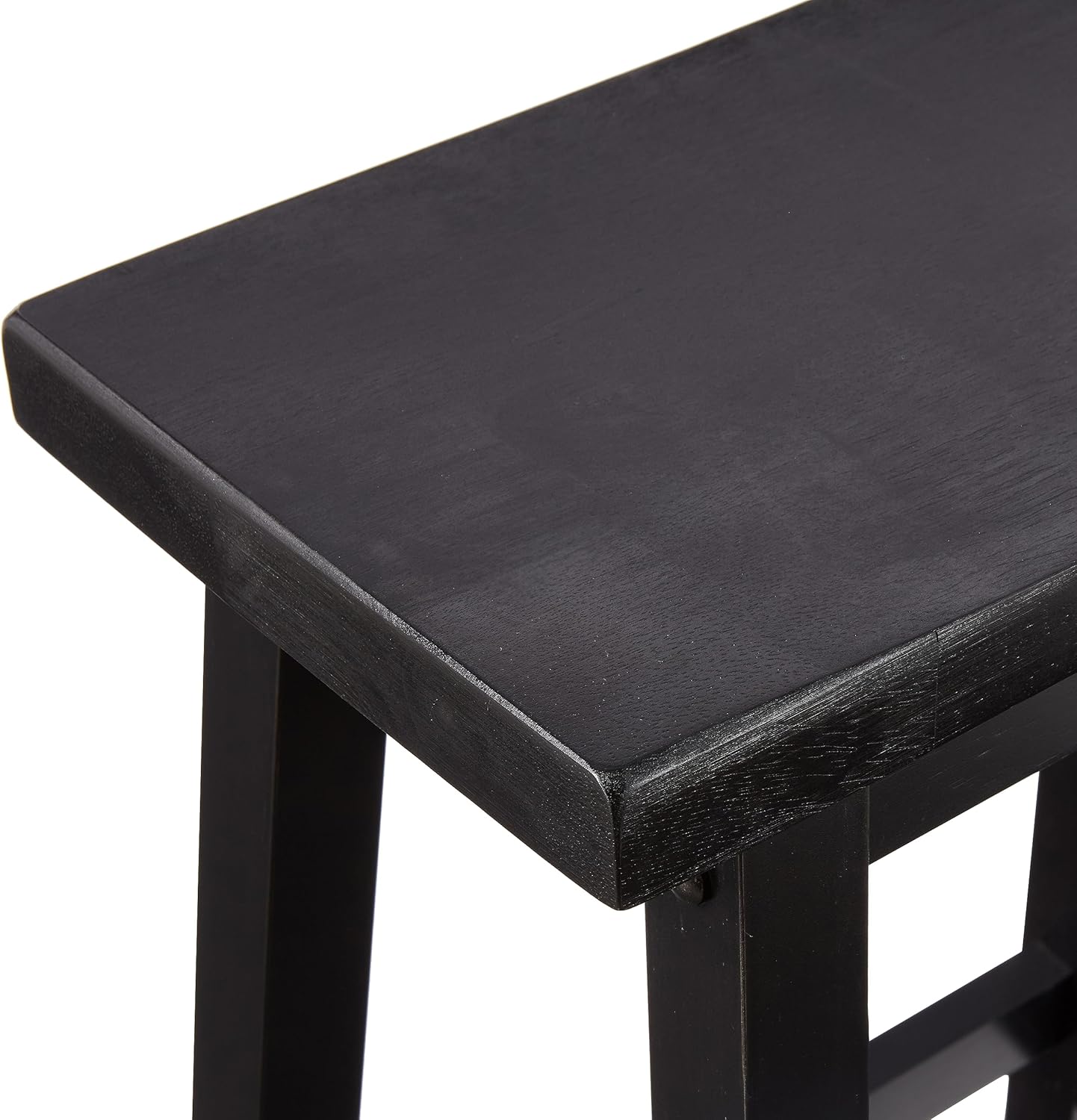 Amazon Basics Solid Wood Saddle-Seat Counter-Height Kitchen Island BarStool, 24-Inch Height, Black - Set of 2