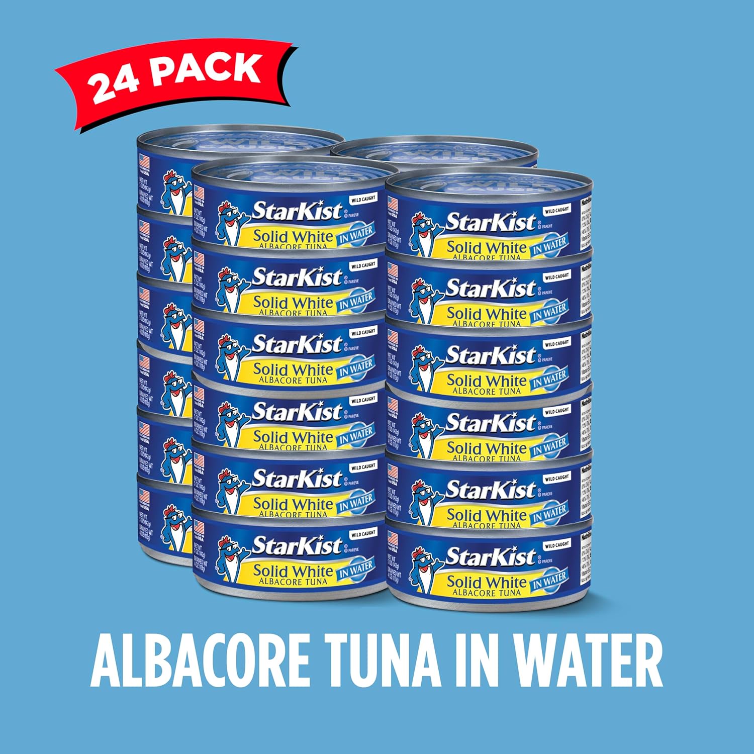 StarKist Solid White Albacore Tuna in Water, 5 oz (24 Pack) Canned Tuna Fish, Wild Caught, Gluten Free