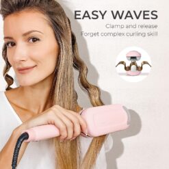 TYMO ROVY Beach Waves Curling Wand, Ionic Deep Waver Hair Curler Tool with Ceramic 3 Barrel for Women, Pink, 1.25 Inch