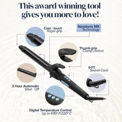 Bio Ionic Long Barrel Styler, Curling Iron with Moisture Heat Technology & NanoIonic MX, Hair Curler with 2