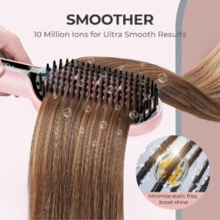 TYMO Ionic Hair Straightener Brush with 16 Temps, 30s Heat-up, Dual Voltage - for Thick, Thin, Curly Hair