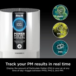 Shark Air Purifier For Home Pets, Allergies, Pet Hair, HEPA Air Filter, 500 Sq Ft, Small Room, Bedroom, Odor Eliminator Clean Sense, HP102PET