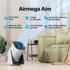 COWAY Air Purifier for Home Bedroom, 2-in-1 with Fan, True HEPA Filter for Smoke, Allergies, Pet Dander, Odor, Air Quality Monitor, White
