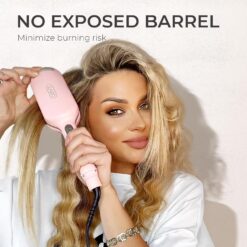 TYMO ROVY Beach Waves Curling Wand, Ionic Deep Waver Hair Curler Tool with Ceramic 3 Barrel for Women, Pink, 1.25 Inch