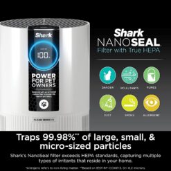 Shark Air Purifier For Home Pets, Allergies, Pet Hair, HEPA Air Filter, 500 Sq Ft, Small Room, Bedroom, Odor Eliminator Clean Sense, HP102PET