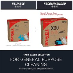 Wypall General Clean X60 Multi-Task Cleaning Cloths (34790), Pop-Up Box, White, 10 Boxes/Case, 126 Sheets/Box, 1,260 Sheets/Case