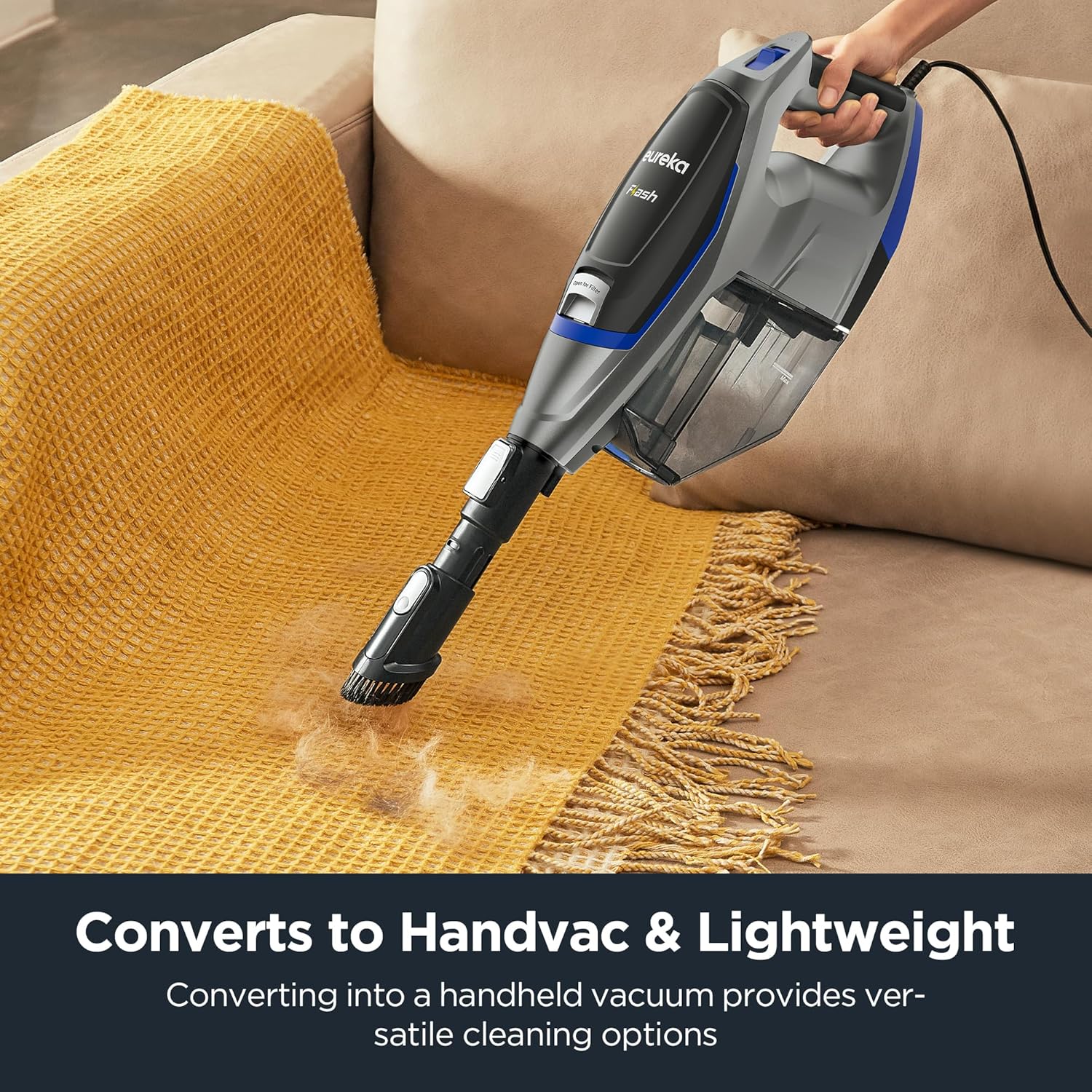 Eureka Corded Stick Vacuum Cleaner for Home Pet Hair, Lightweight Vacuum Cleaner with Powerful Suction, Blue, NES520BL