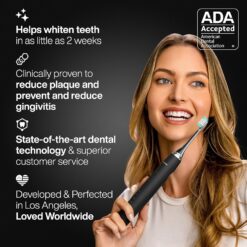 Aquasonic Black Series Ultra Whitening Toothbrush – ADA Accepted Electric Toothbrush- 8 Brush Heads & Travel Case